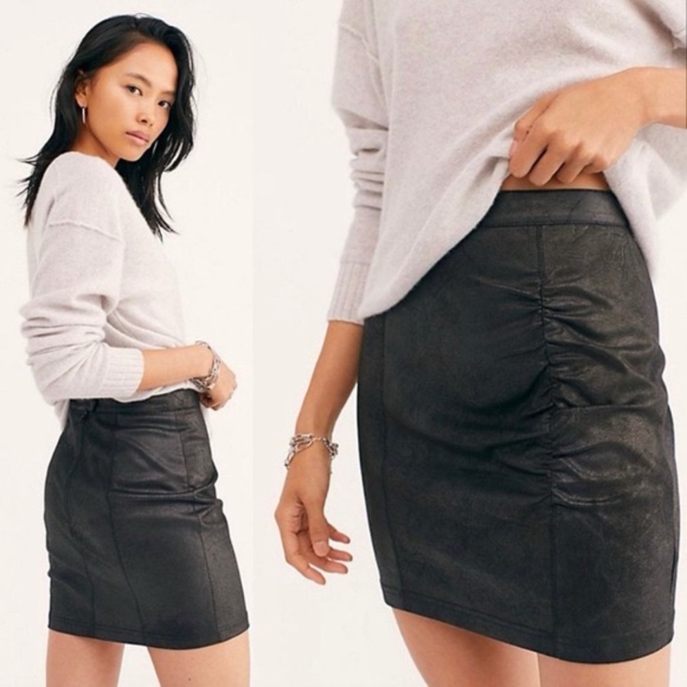 FREE PEOPLE Rumi Ruched Mini Skirt